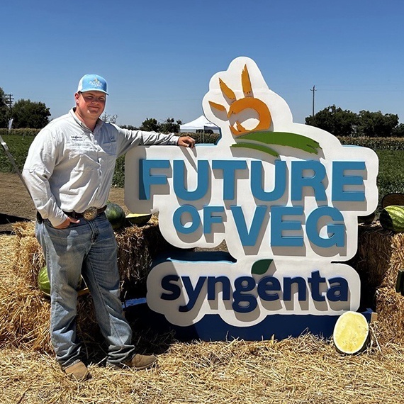 Former Syngenta intern Hayden Fettig at a Syngenta Vegetable Seeds site.