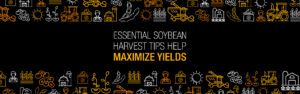 Illustrated farming machinery, tractors, beans, and silos with text that reads 