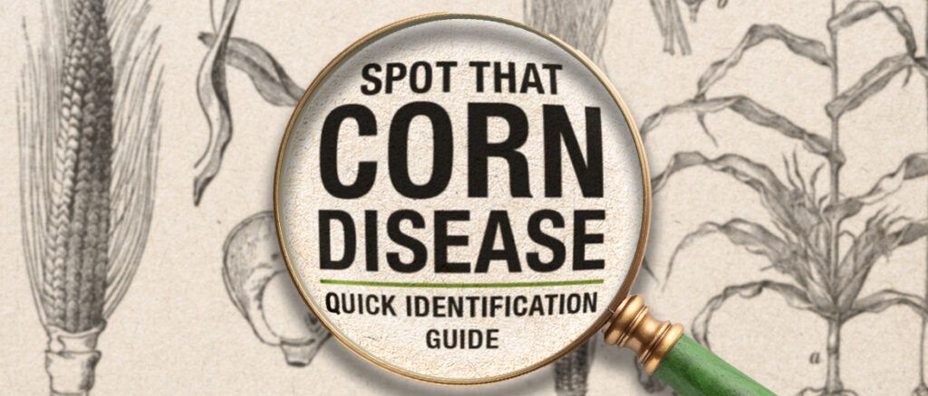An illustration of a magnifying glass and corn plants.