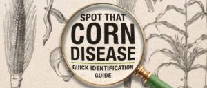 An illustration of a magnifying glass and corn plants.