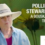 Images of the Bouska sisters (farm owners and growers prioritizing pollinator stewardship), pollinators, and flowers accompany title text and the Thrive logo